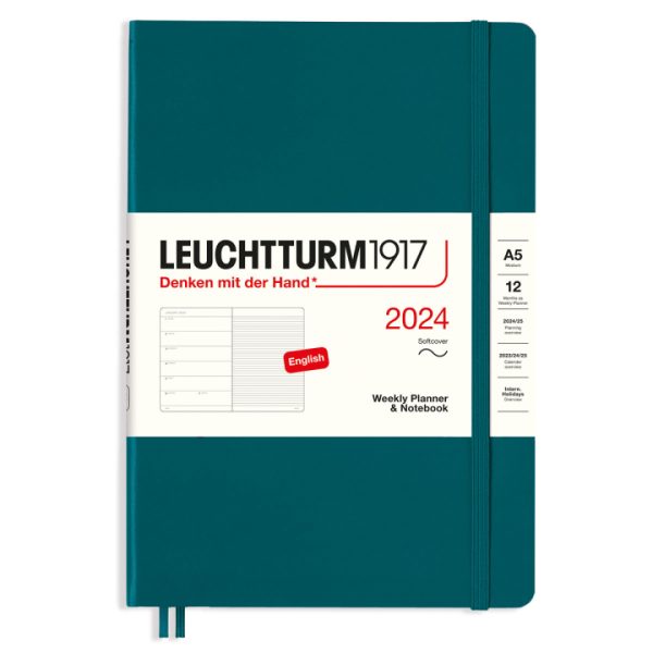 Leuchtturm1917 Kalender 2024 Weekly Notebook Softcover A5 Pacific Green