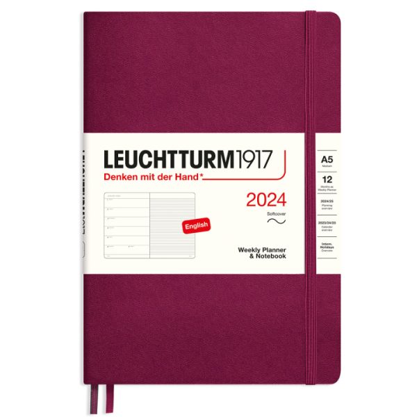 Leuchtturm1917 Kalender 2024 Weekly Notebook Softcover A5 Port Red