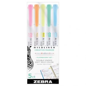 Zebra Mildliner 5-pack Fluorescent