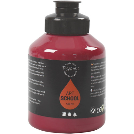 Akrylfärg, halvblank, semi transparent, mörkröd, 500 ml/ 1 flaska