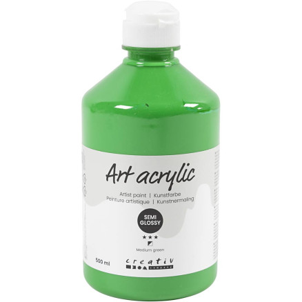 Akrylfärg, halvblank, täckande, medium green, 500 ml/ 1 flaska