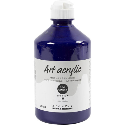 Akrylfärg, halvblank, täckande, ultra marine, 500 ml/ 1 flaska
