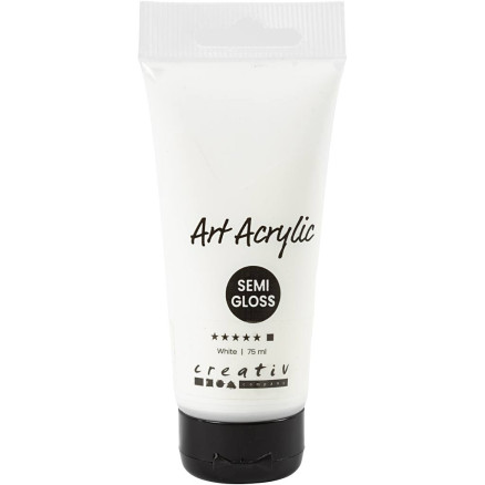 Akrylfärg, halvblank, täckande, vit, 75 ml/ 1 flaska