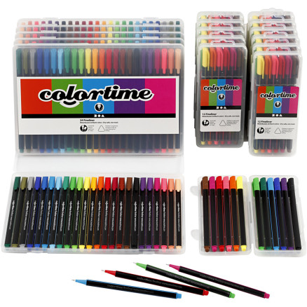 Colortime Fineliner-tuschpennor, spets 0,6-0,7 mm, mixade färger, 18 förp./ 1 förp.