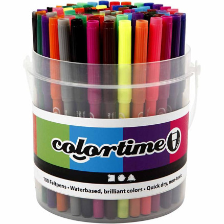 Colortime-pennor, spets 2 mm, mixade färger, 100 st./ 1 hink