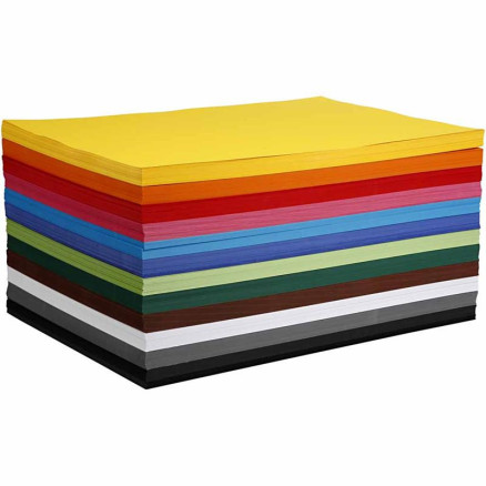 Färgad kartong, A2, ark 420x594 mm, 180 g, Ass. färger, 12x100 ark/ 1 frp.