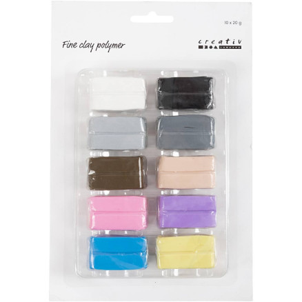 Fine Clay Polymer, pastellfärger, 10x20 g/ 1 förp.