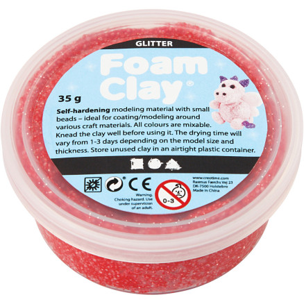 Foam Clay® , glitter, röd, 35 g/ 1 burk