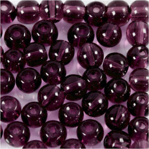Glaspärlor, Dia. 4 mm, Hålstl. 1 mm, lila, 45 st./ 1 förp.