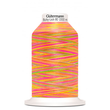 Gütermann Bulky-Lock 80 Multi Orange/Rosa/Grön Sytråd Polyester 9878 - 1000m