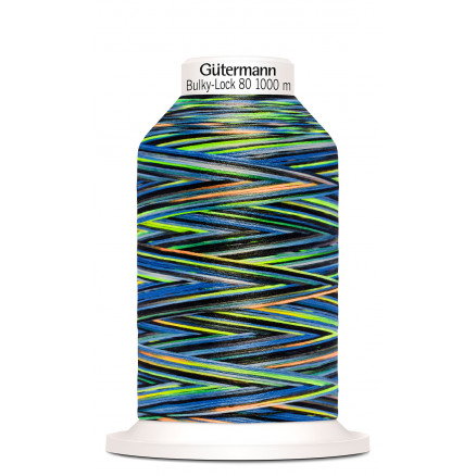 Gütermann Bulky-Lock 80 Multi Svart/Blå/Grön Sytråd Polyester 9858 - 1000m