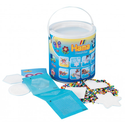 Hama Midi Bucket 7701 20.000 pärlor, 5 pärlplattor & självhäftande motiv