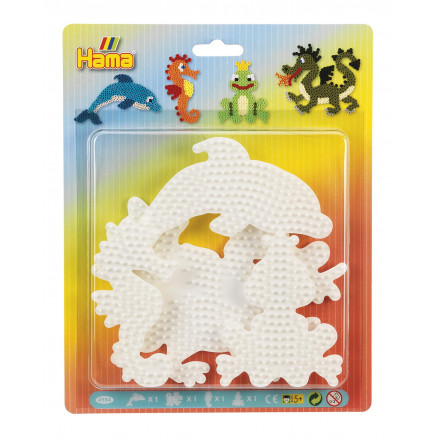 Hama Midi Pärlplattor 4584 Dolphin, Dragon, Seahorse & Frog - 4 st.