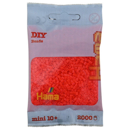 Hama Mini Pärlor 501-35 Neon Röd - 2000 st