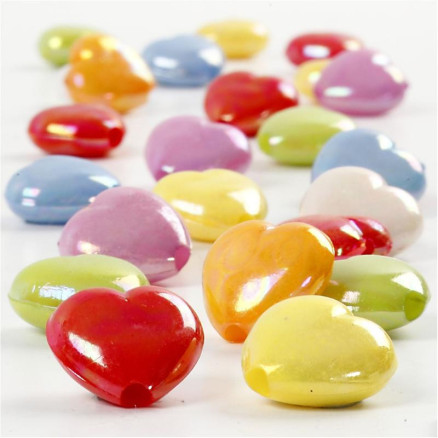 Hjärtpärlor, stl. 25x15 mm, Hålstl. 3 mm, ca. 100 st., 70 g, 125 ml/ 1 förp.