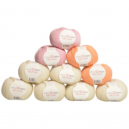 Infinity Hearts Baby Merino Garnpaket 21 Baby Rosa och Orange - 10 st