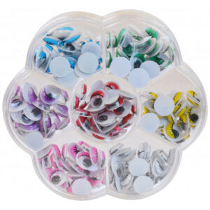 Infinity Hearts Låda med Rörliga ögon för limning Ass. färger 10mm - 200 st.