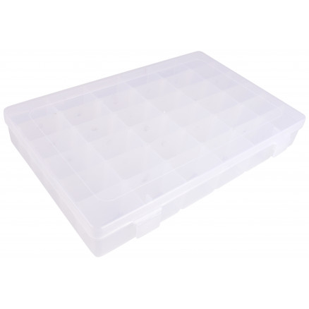 Infinity Hearts Plastlåda till knappar och tillbehör Transparent 27x18,5cm - 36 fack