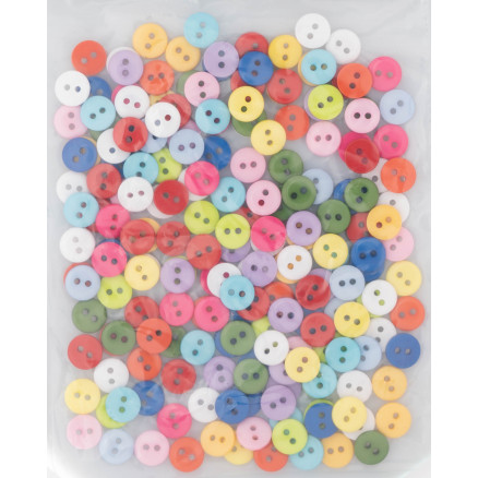 Infinity Hearts knappar 2-håls runda plastknappar Ass. Färger 6mm - 200 st.
