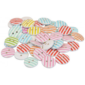 Infinity Hearts knappar Trä Vit med ränder Ass. färger 15mm - 90 st.