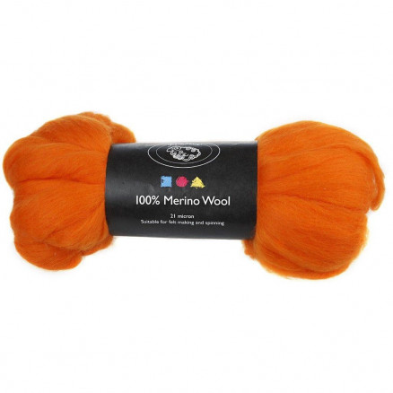 Kardad ull - Merino Garn, 21 my, 100 g, orange