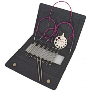KnitPro Nova Metal Ändstickorset Mässing 60-80-100 cm 3,5-8 cm 8 storlekar Deluxe i Etui