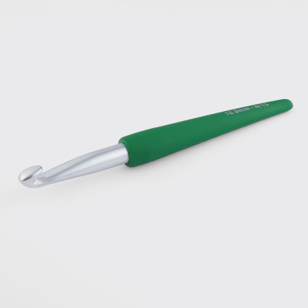 KnitPro Waves virknål i aluminium med soft feel handtag - 10,00 mm