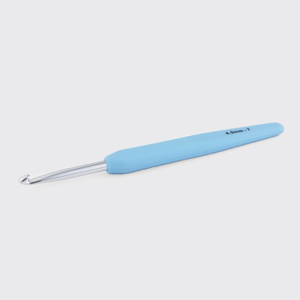 KnitPro Waves virknål i aluminium med soft feel handtag - 4,50 mm