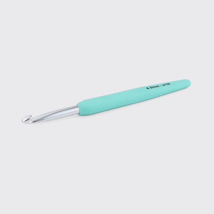 KnitPro Waves virknål i aluminium med soft feel handtag - 6,00 mm