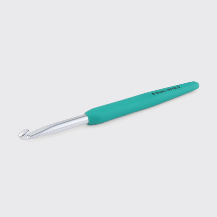 KnitPro Waves virknål i aluminium med soft feel handtag - 6,50 mm