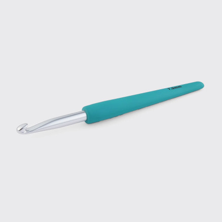 KnitPro Waves virknål i aluminium med soft feel handtag - 7,00 mm