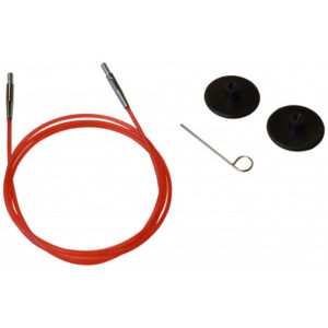 KnitPro Wire / Kabel till Ändstickor 76cm (Blir 100cm inkl. stickor) Röd