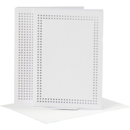 Kort till broderi, kortstl. 10,5x15 cm, kuvertstl. 11,5x16,5 cm, vit, 6 set/ 1 förp.
