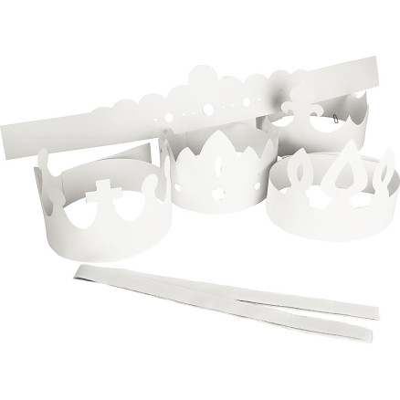 Kronor av papp, H: 10-16,5 cm, L: 60 cm, 230 g, vit, 5 st./ 1 förp.