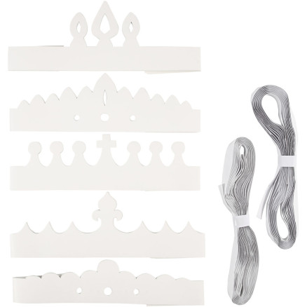 Kronor av papp, H: 10-16,5 cm, L: 60 cm, 230 g, vit, 50 st./ 1 förp.