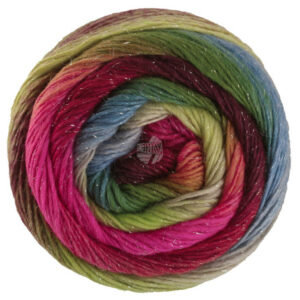 Lana Grossa Meilenweit 100 Colour Mix Sparks Garn 7611 Grön/Röd/Lilac/Pistasch/Petroleum/Grön/Lime Green/Pastellgrön/Beige