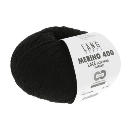 Lang Yarns Garn Merino 400 Lace 04 Svart