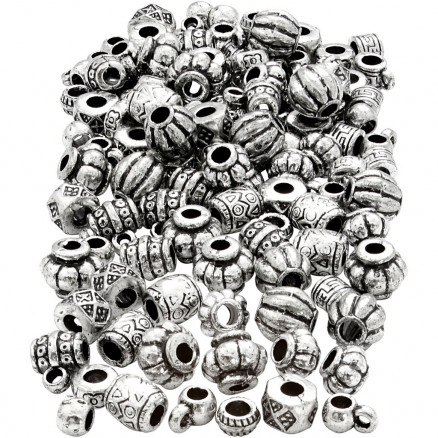 Plastpärlemix, stl. 7-11 mm, hålstl. 3 mm, 200 g