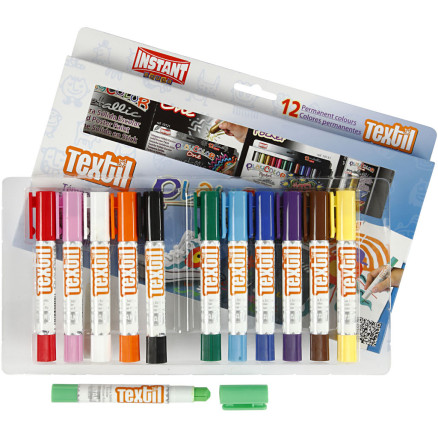 Playcolor Textilfärg, L: 14 cm, mixade färger, 5 g, 12 st./ 1 förp.