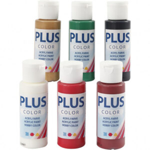 Plus Color Hobbyfärg, julfärger, 6x60 ml