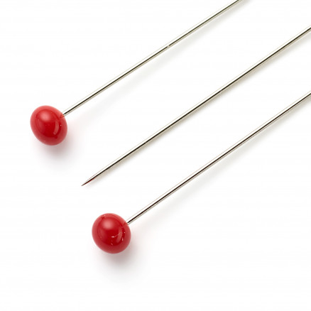 Prym Knappnålar glashuvud röd 35x0,40 mm - 5 g