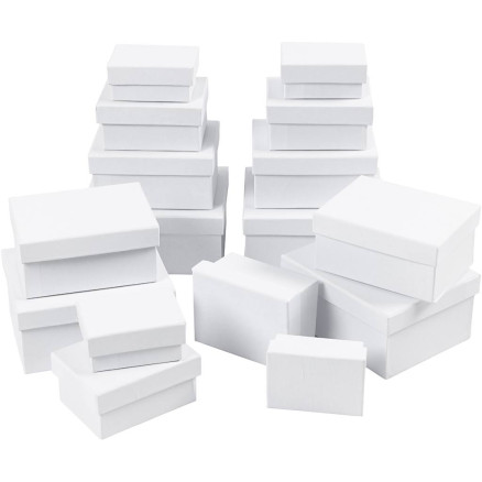 Rektangulära Askar, H: 3,5+4,5+5,5+6,5 cm, stl. 7,5x5 + 9,5x7 + 11,5x8,5 + 14x11 cm, 4x4 st./ 1 förp.