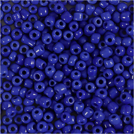 Rocaillepärlor, Dia. 3 mm, stl. 8/0, Hålstl. 0,6-1,0 mm, blå, 25 g/ 1 förp.