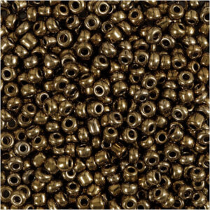 Rocaillepärlor, Dia. 3 mm, stl. 8/0, Hålstl. 0,6-1,0 mm, bronze, 25 g/ 1 förp.