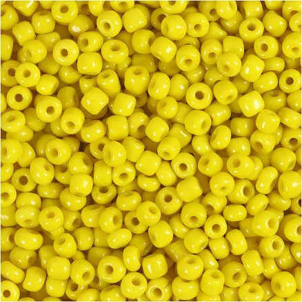 Rocaillepärlor, Dia. 3 mm, stl. 8/0, Hålstl. 0,6-1,0 mm, gul, 25 g/ 1 förp.