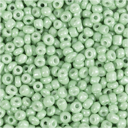 Rocaillepärlor, Dia. 3 mm, stl. 8/0, Hålstl. 0,6-1,0 mm, ljusgrön, 25 g/ 1 förp.
