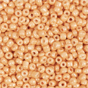 Rocaillepärlor, Dia. 3 mm, stl. 8/0, Hålstl. 0,6-1,0 mm, peach, 25 g/ 1 förp.
