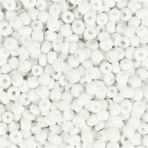 Rocaillepärlor, Dia. 3 mm, stl. 8/0, Hålstl. 0,6-1,0 mm, vit, 25 g/ 1 förp.