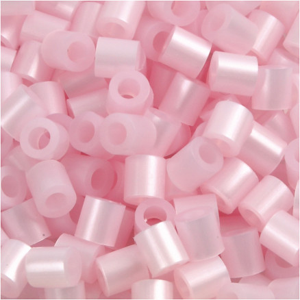 Rörpärlor, stl. 5x5 mm, Hålstl. 2,5 mm, medium, rosa pärlemor (32259), 1100 st./ 1 förp.