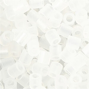 Rörpärlor, stl. 5x5 mm, Hålstl. 2,5 mm, medium, transparent (32264), 1100 st./ 1 förp.
